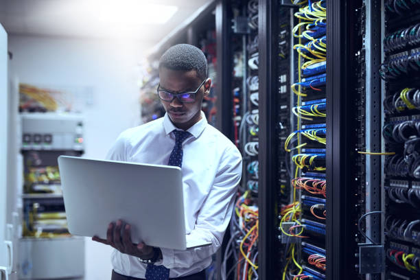 IT technician in server room