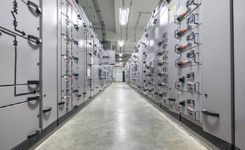 Switch panel of switchgear electrical room at power plant.