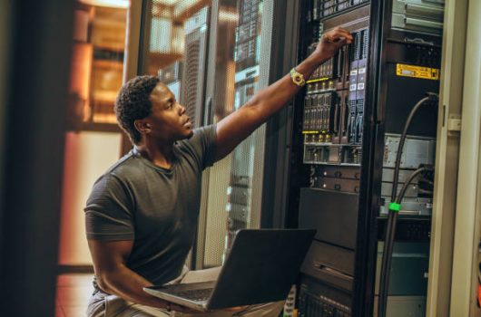 picture of network engineer in data Centre